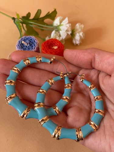 گوشواره زنانه حلقه ای میناکاری