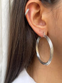 گوشواره حلقه ای زنانه استیل نقرهای رنگ ثابت ضدحساسیت